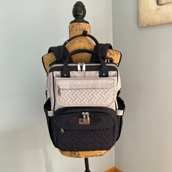 BabbleRoo Diaper Backpack Black/Gray Like New main image 12